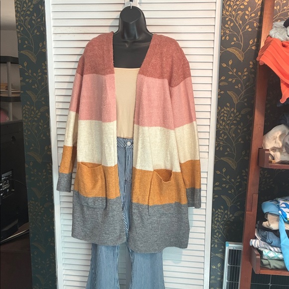 Modern Canvas Sweaters - Colorful Striped Women's Sweater